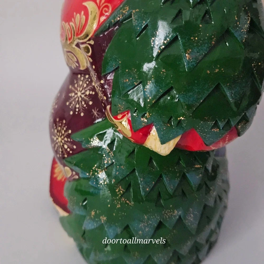 Hand Carved Russian Ded Moroz Santa Wood Figure 7